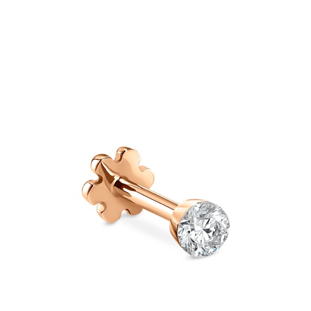 Invisible Set Diamond Threaded Stud Earring – 2mm, 8mm Post (Rose Gold)